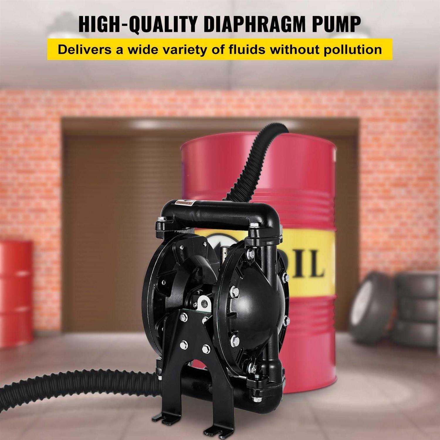 VEVOR Air-Operated Double Diaphragm Pump 1 inch Inlet Outlet Aluminum 35 GPM Max 120psi - Image 4