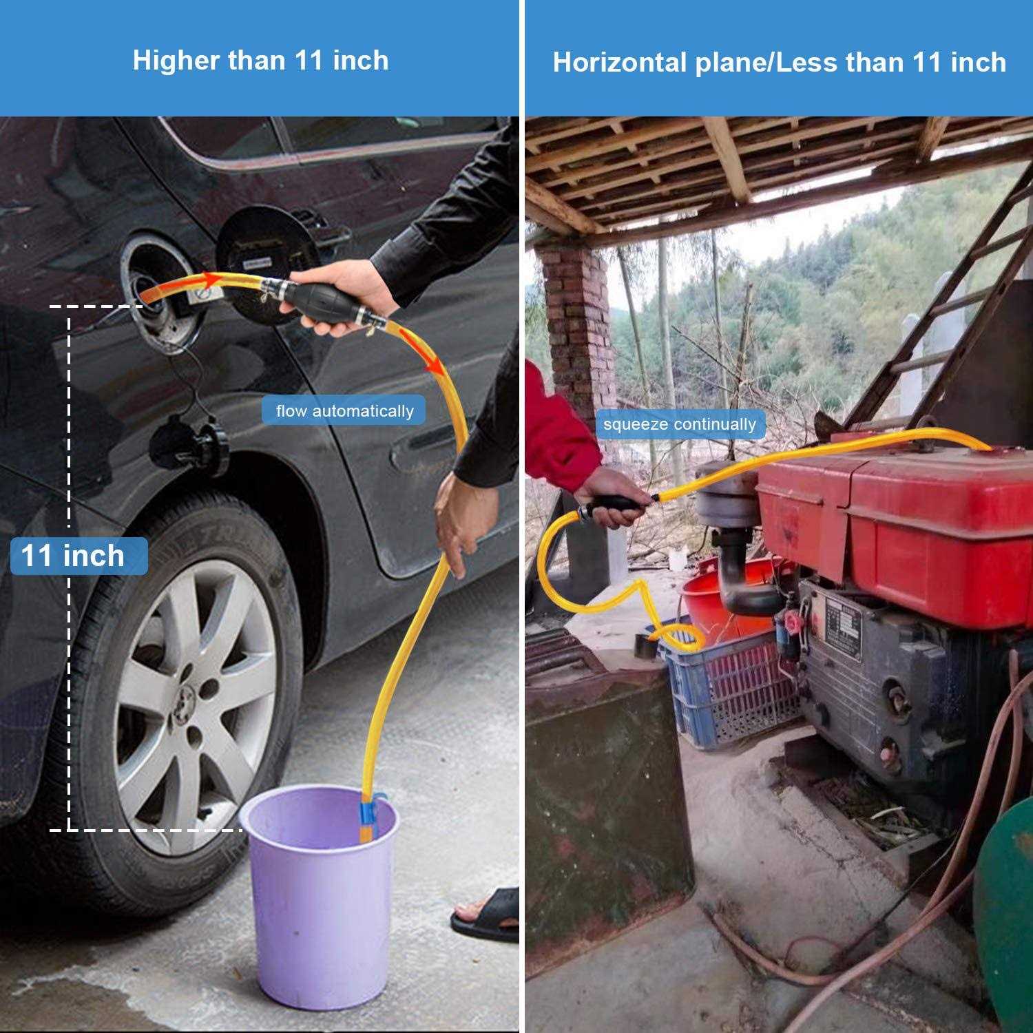 Siphon Pump for Gasoline Gas Oil Fuel Petrol Diesel Fluid Water Fish Tank,Manual Hand Pump 1 Transfer Pump with 2 Durable PVC Siphon Hoses - Image 4