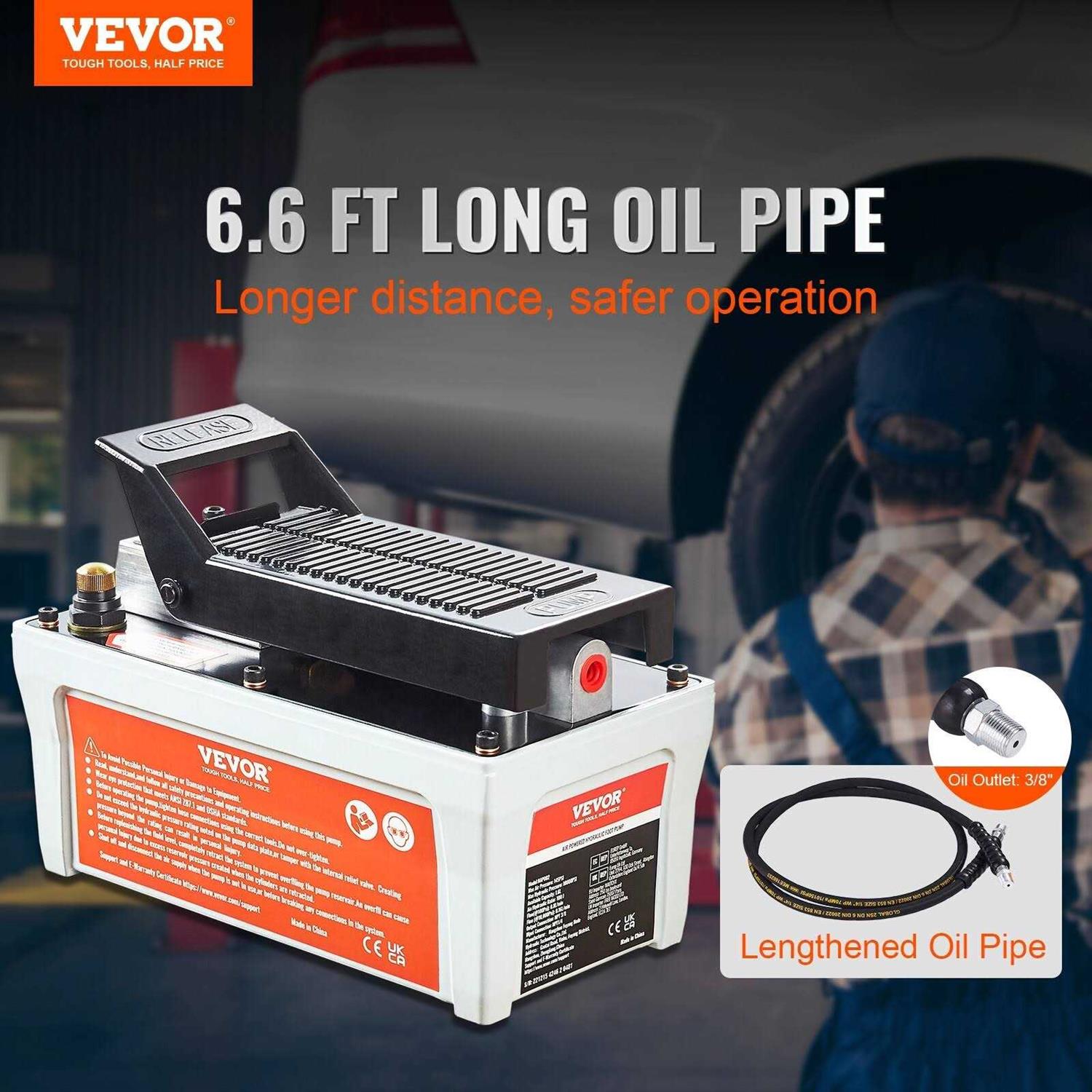 VEVOR Air Hydraulic Pump 10,000 PSI 1/2 Gal Reservoir NPT 3/8 Oil Outlet - Image 4