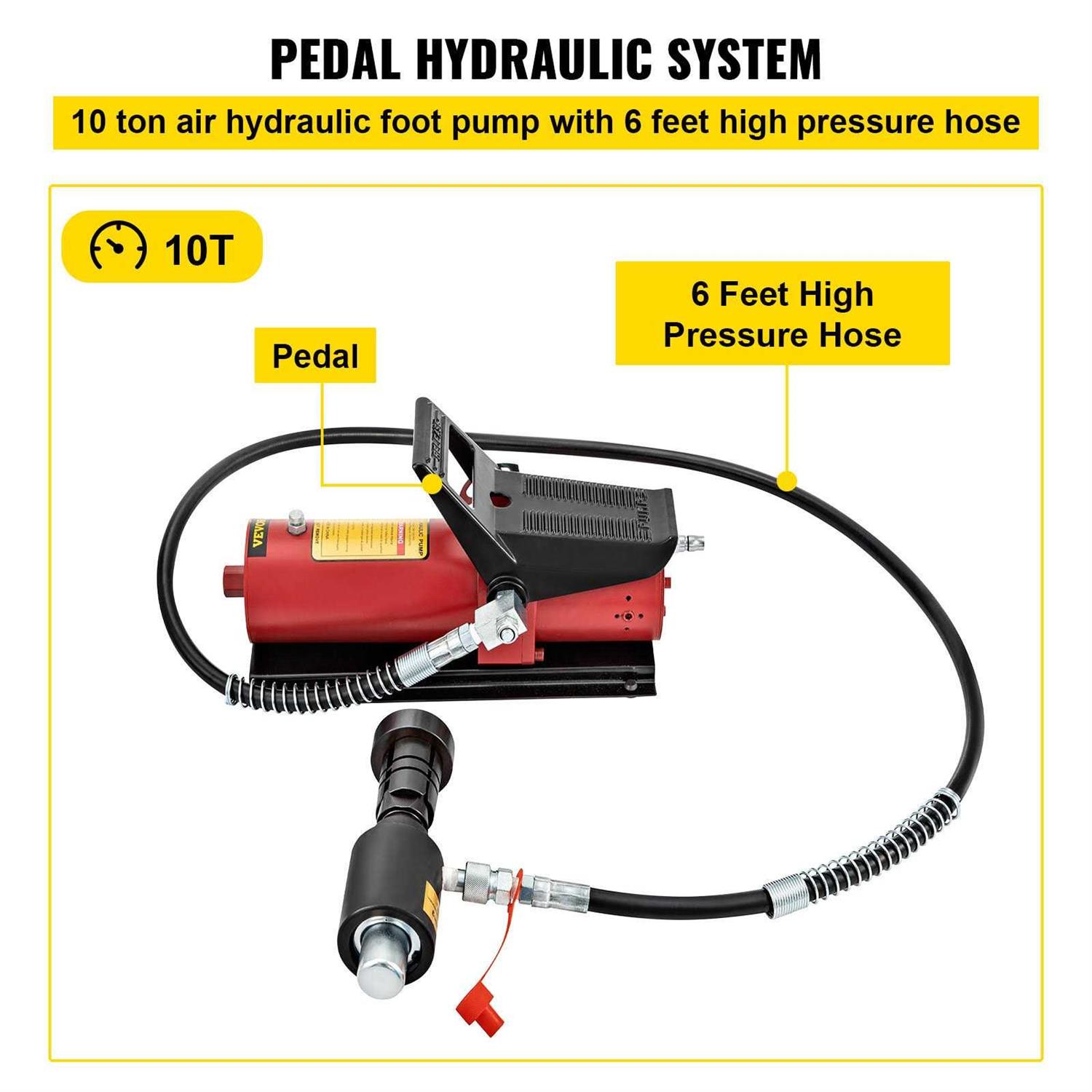 VEVOR Hydraulic Exhaust Pipe Expander, 1-5/8 To 4-1/4 Size, 10 T Pedal Pump Included w/4 Dies and 2 Storing Cases for Copper - Image 4