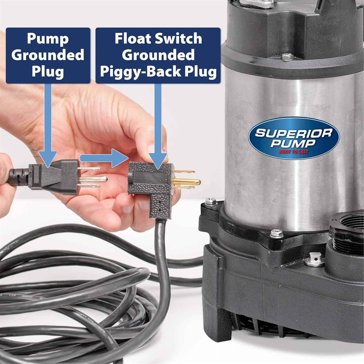 Superior Pump 1/2 HP Submersible Stainless Steel/Cast Iron Sump Pump 92571 - Image 4