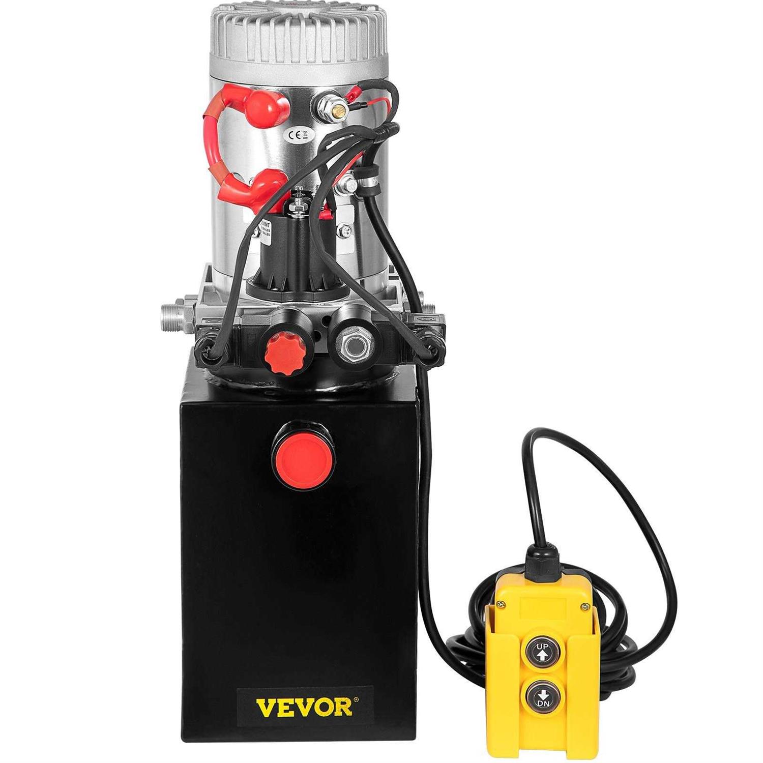 VEVOR Hydraulic Cylinder Hydraulic Power Unit 8 Quart Pump Double Acting Hydraulic Power 12V Dc with Metal Oil Reservoir Hydraulic Dump Trailer Pump - Image 4