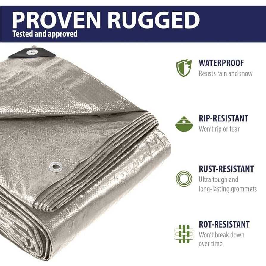 Rugged Rhino Tarp All Weather Protection 100% Waterproof Tarps Tear UV and Temperature Resistant High Durability Reinforced Grommets - Image 5