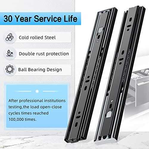 SHUHANG 1 Pair Push to Open Drawer Slides 12 14 16 18 20 22 24 Inch Load Capacity Side Mount Press to Release Full Extension Ball Bearing - Image 4