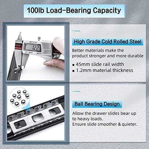 SHUHANG 1 Pair Push to Open Drawer Slides 12 14 16 18 20 22 24 Inch Load Capacity Side Mount Press to Release Full Extension Ball Bearing - Image 3