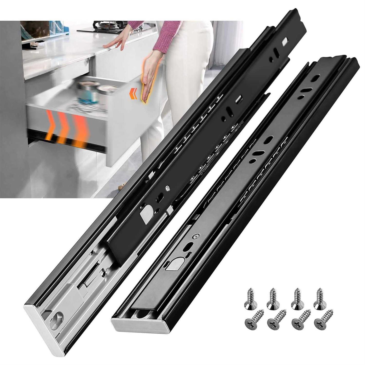 SHUHANG 1 Pair Push to Open Drawer Slides 12 14 16 18 20 22 24 Inch Load Capacity Side Mount Press to Release Full Extension Ball Bearing - Image 5