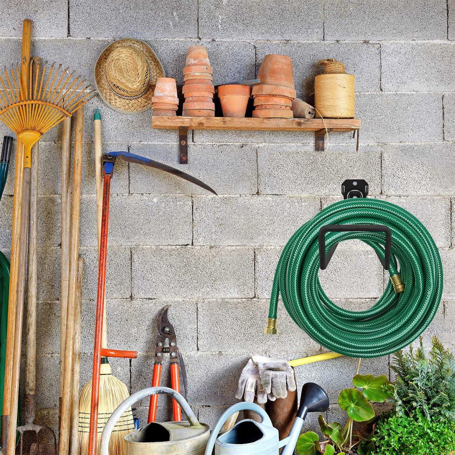 Hose Holder Wall Mount,1pc Black Garden Hose Holder,Water Hose Holders for Outside,Hold 125ft Hose, Durable and Heavy Duty Rust-Free Hose Rack - Image 4