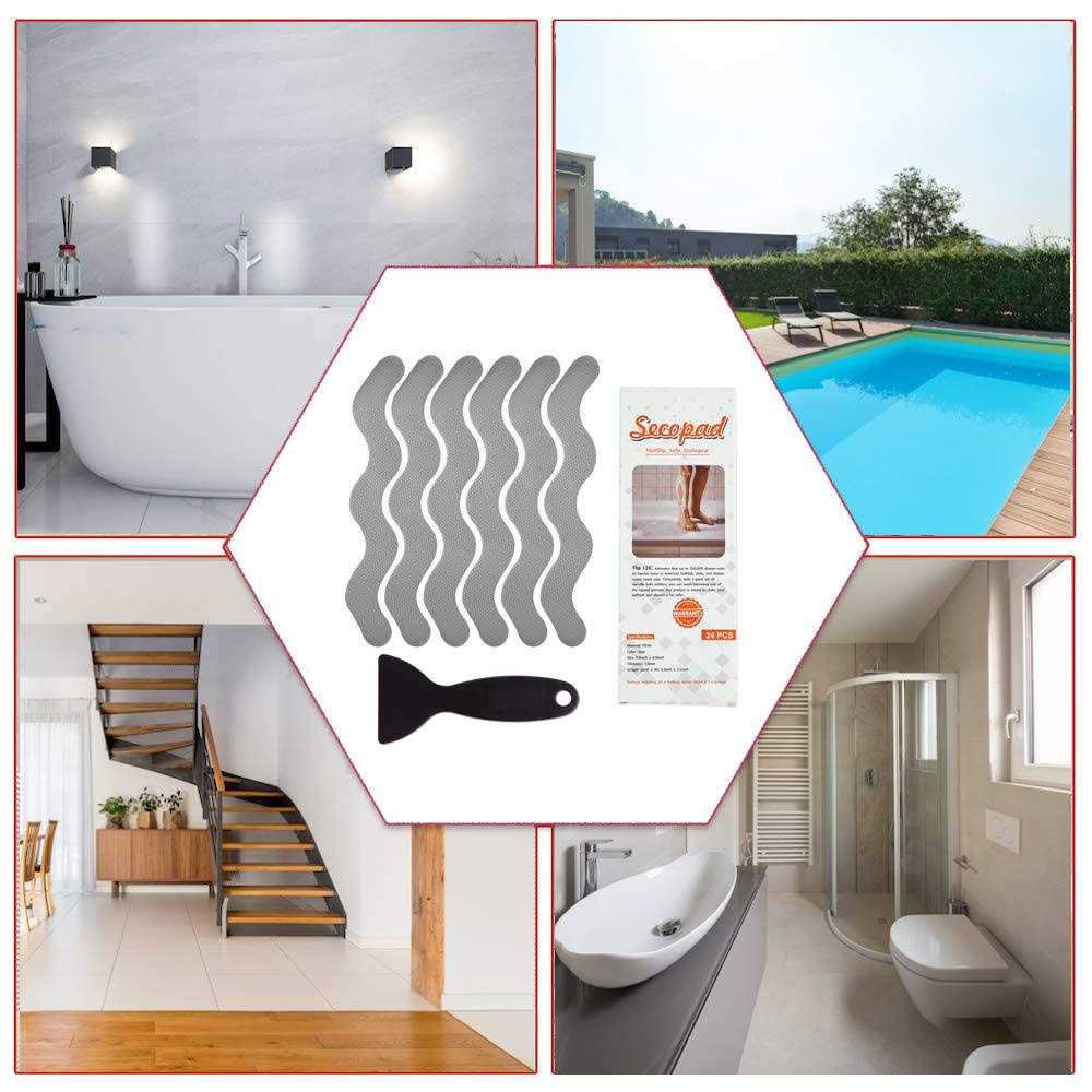 Secopad Patented Anti Slip Shower Stickers 24 PCS Safety Bathtub Strips Adhesive Decals with Premium Scraper for Bath Tub Shower Stairs - Image 4