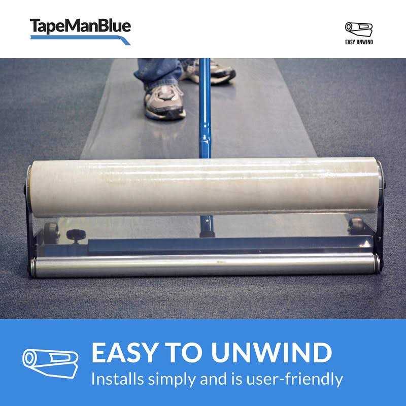 TapeManBlue Carpet Protection Film 24 x 200' Roll. Made in The USA! Easy Unwind, Clean Removal, Strong and Durable Carpet Protector. Clear - Image 3