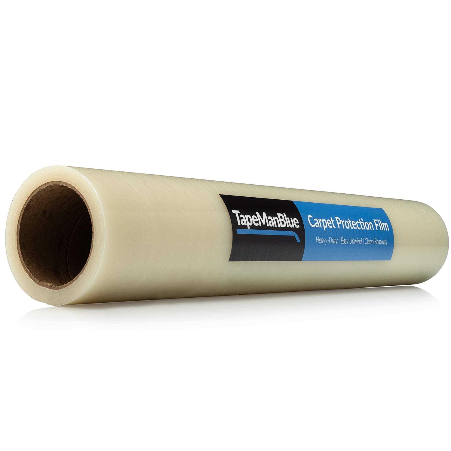 TapeManBlue Carpet Protection Film 24 x 200' Roll. Made in The USA! Easy Unwind, Clean Removal, Strong and Durable Carpet Protector. Clear - Image 4