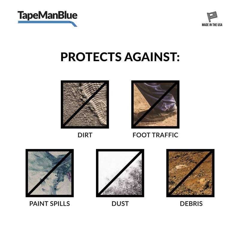 TapeManBlue Carpet Protection Film 24 x 200' Roll. Made in The USA! Easy Unwind, Clean Removal, Strong and Durable Carpet Protector. Clear - Image 5