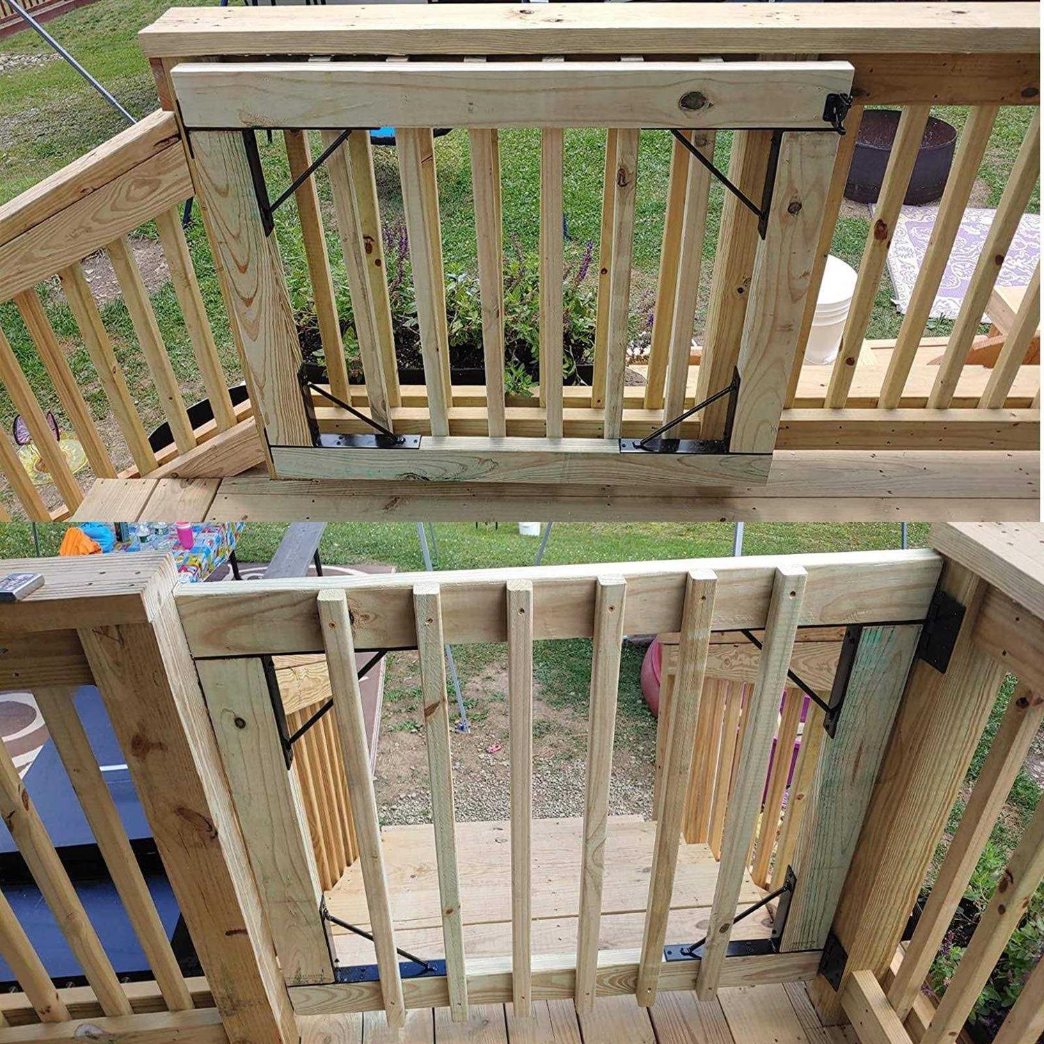 Homydom Gate Frame Kit Heavy Duty Adjustable No Sag Gate Kit for Wooden Easy Gate Bracket Gate Corner Brace Bracket Durable Solid Iron for Shed Doors - Image 4