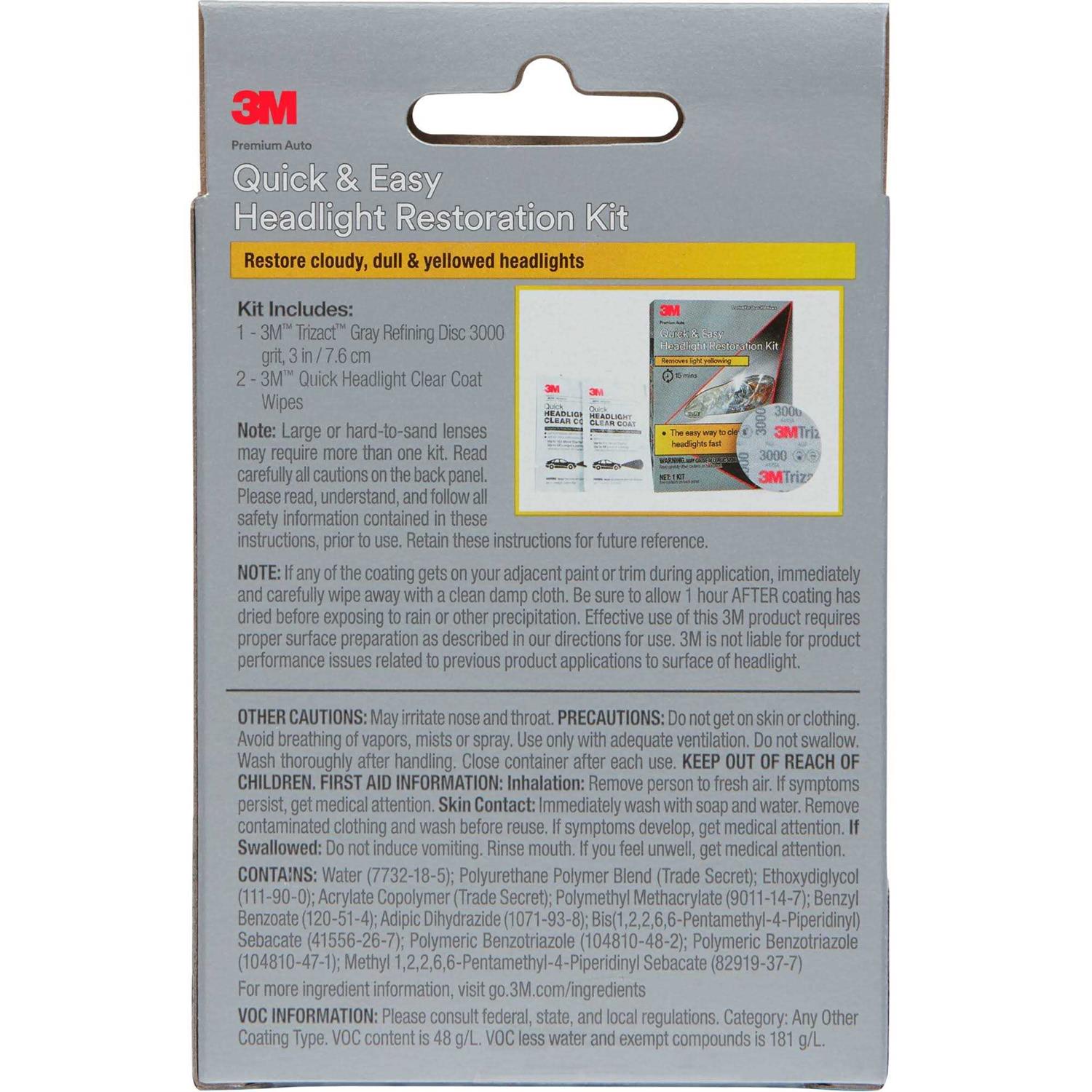 3M Quick and Easy Headlight Restoration Kit Removes Light Yellowing in 15-Minutes - Image 5