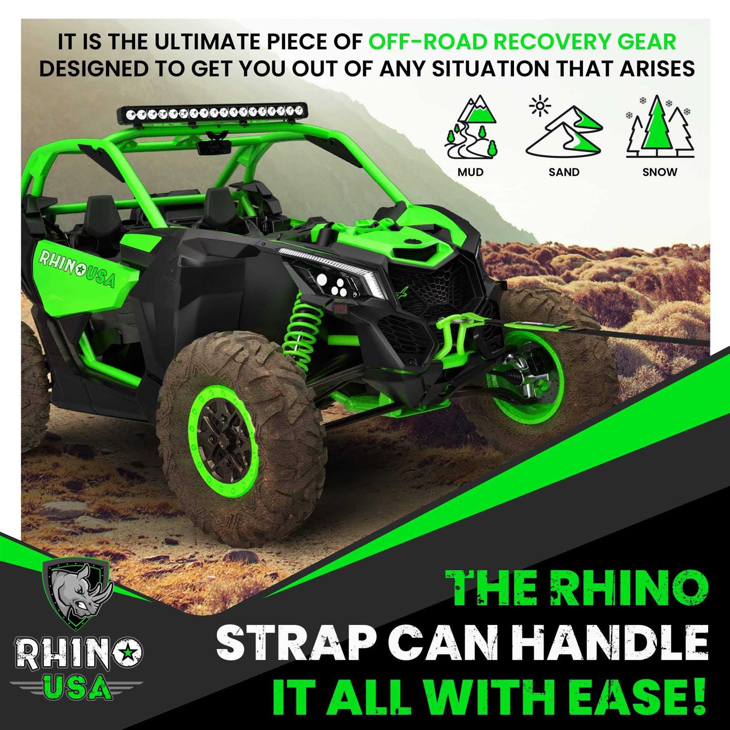 Rhino USA Recovery Tow Strap 3 x - Image 5