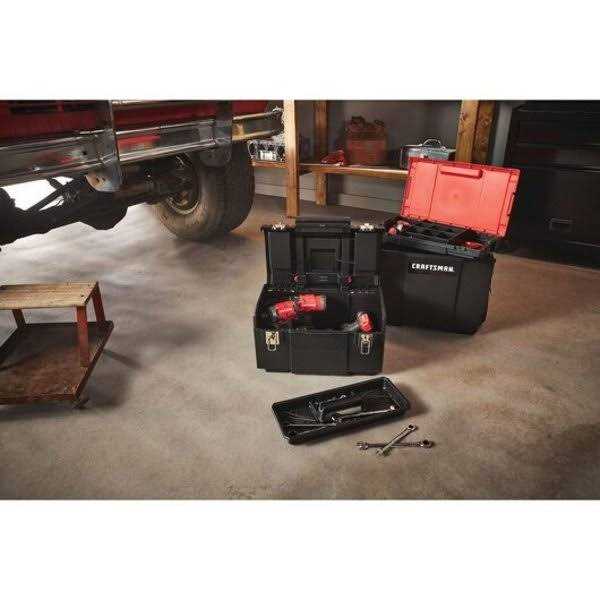 Craftsman DIY 19-in Red Plastic Wheels Lockable Tool Box - Image 4