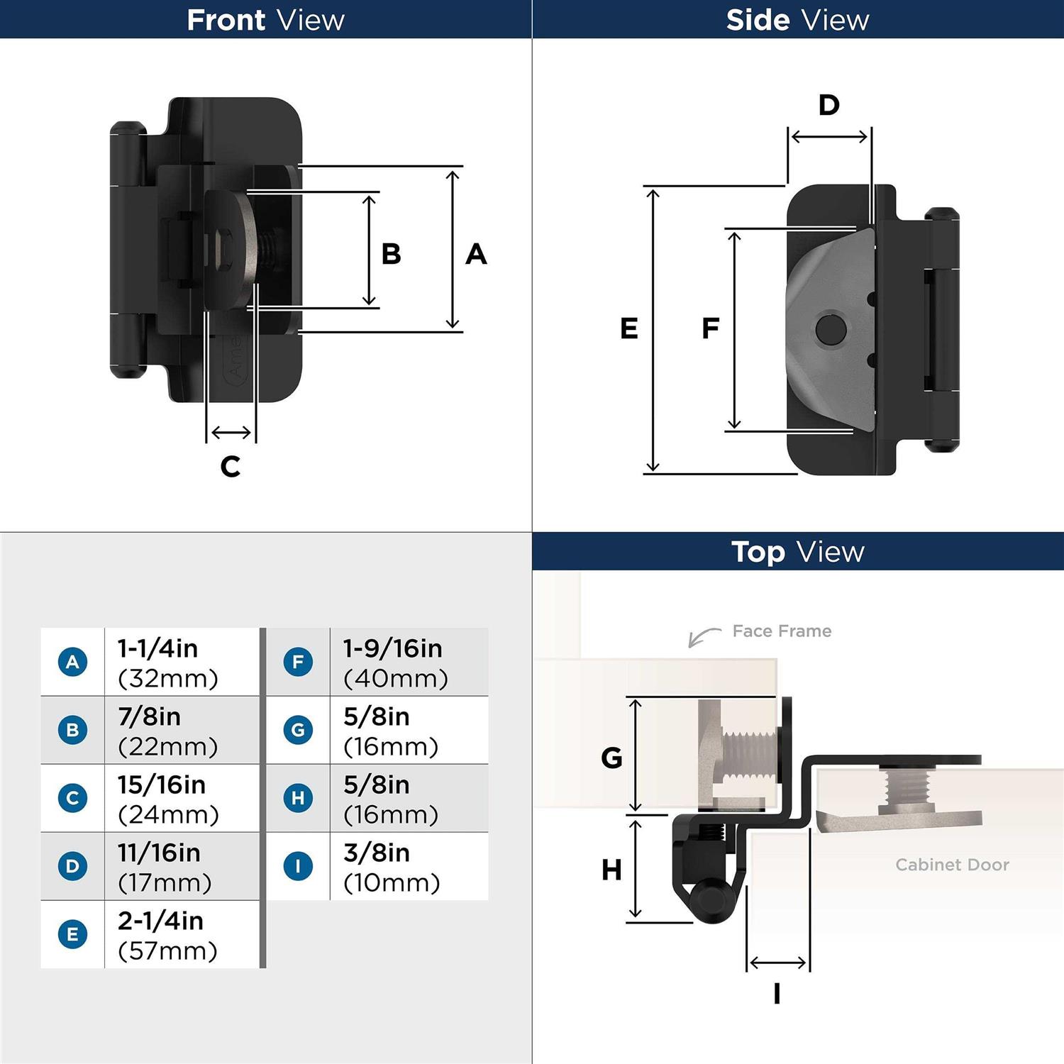 Amerock Double Demountable 3/8 Inset Cabinet Hinge BPR8700FB - Image 4