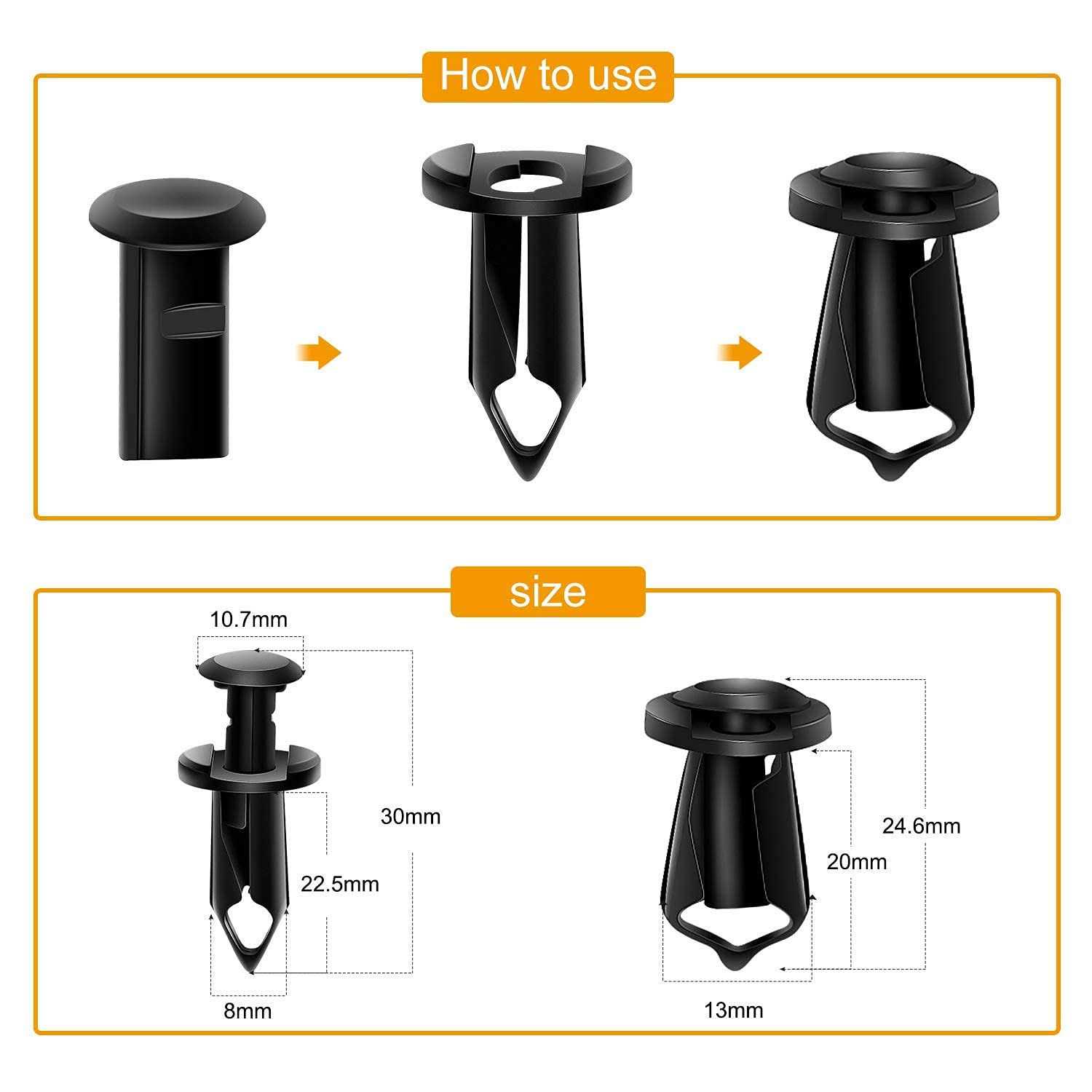 Gooacc Grc-70 35pcs Engine Under Cover Splash Shield Guard Body Bolts Bumper Fender Liner Push Retainer Fastener Rivet Clips - Image 5