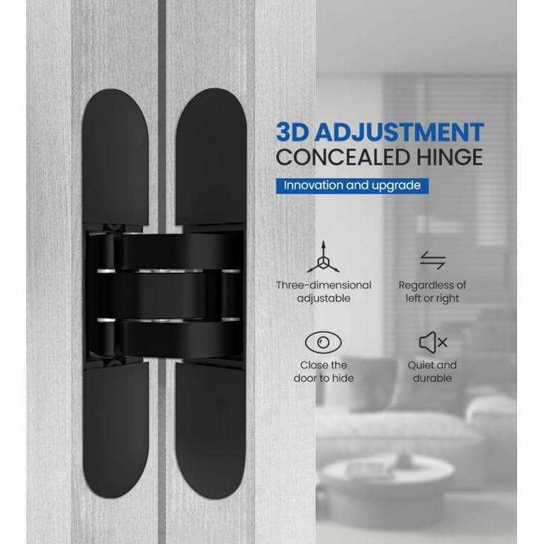 Villar Home Designs Hidden Invisible Concealed Door Hinge 3D 3-Way Adjustable 180 Degree Swing Finish - Image 5