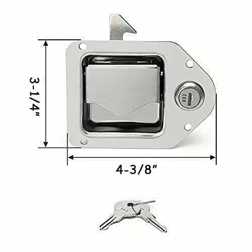 Tutor Auto Stainless Steel Trailer Toolbox Handle Latch with Lock Highly Polished Tool Box Latch Paddle Lock 4-3/8 x 3-1/4 with 2 Keys - Image 3
