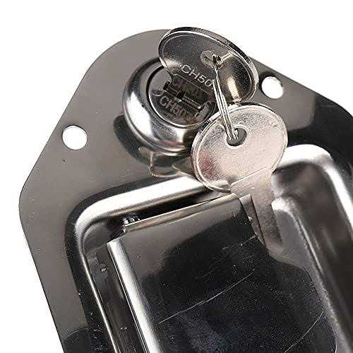 Tutor Auto Stainless Steel Trailer Toolbox Handle Latch with Lock Highly Polished Tool Box Latch Paddle Lock 4-3/8 x 3-1/4 with 2 Keys - Image 5