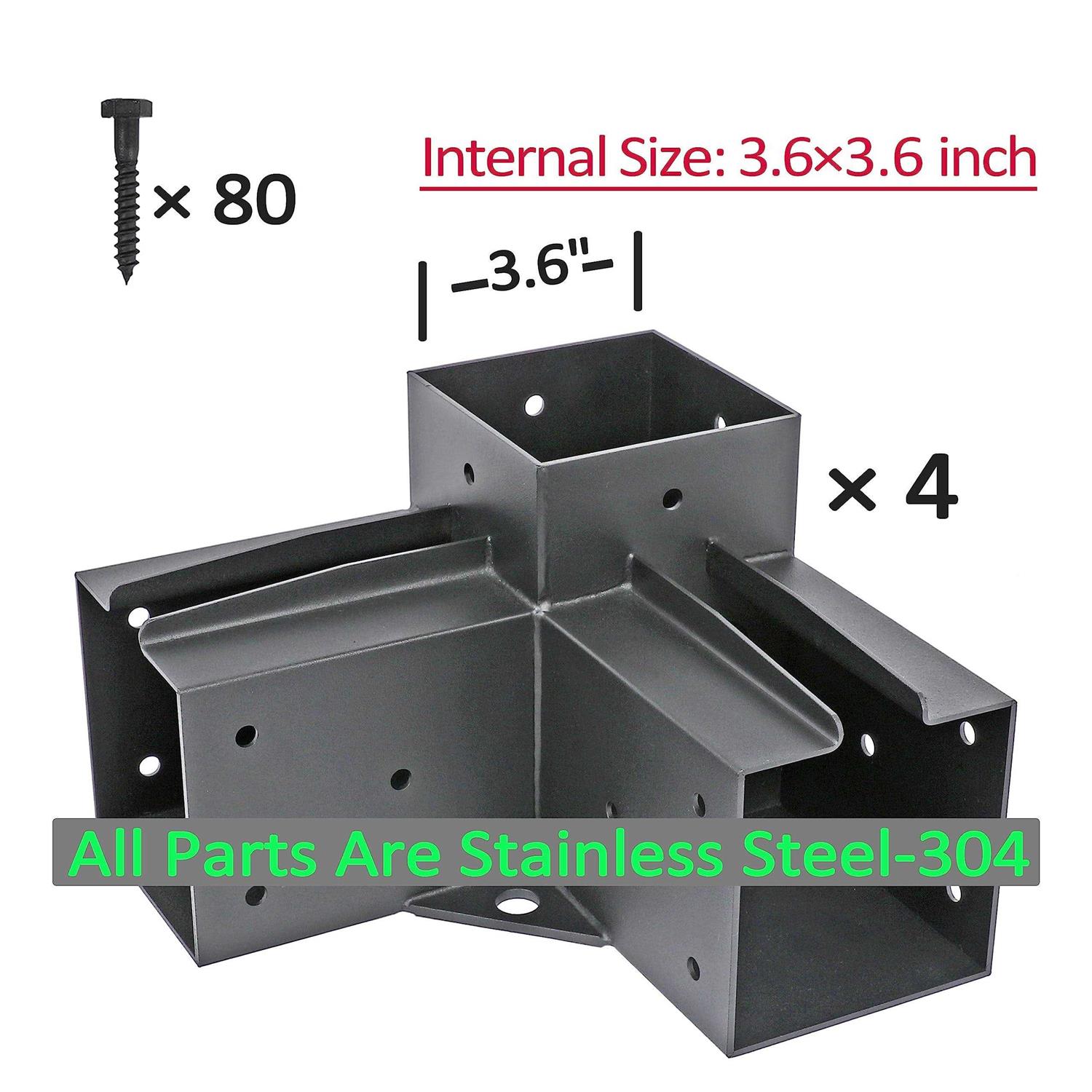 Antsky Stainless Steel 3-way Right Angle Corner Screws Wood Beams,Pergola/gazebo Kit - Image 4