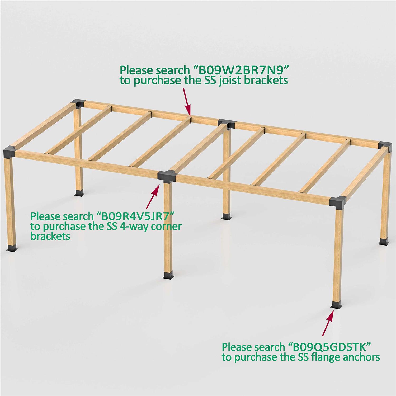 Antsky Stainless Steel 3-way Right Angle Corner Screws Wood Beams,Pergola/gazebo Kit - Image 5