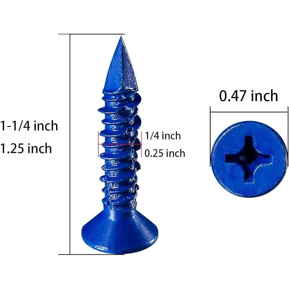 WenSilon 3/16x1-1/4 Concrete Screw Anchor Blue Flat Head for Anchoring to Masonry, Block or Brick Stucco - Image 3