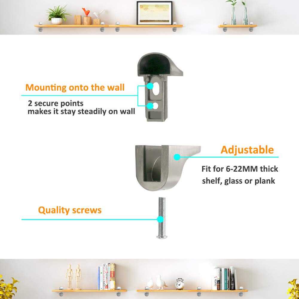 Adjustable Wood/Glass Shelf Bracket Wall Mount - Image 4
