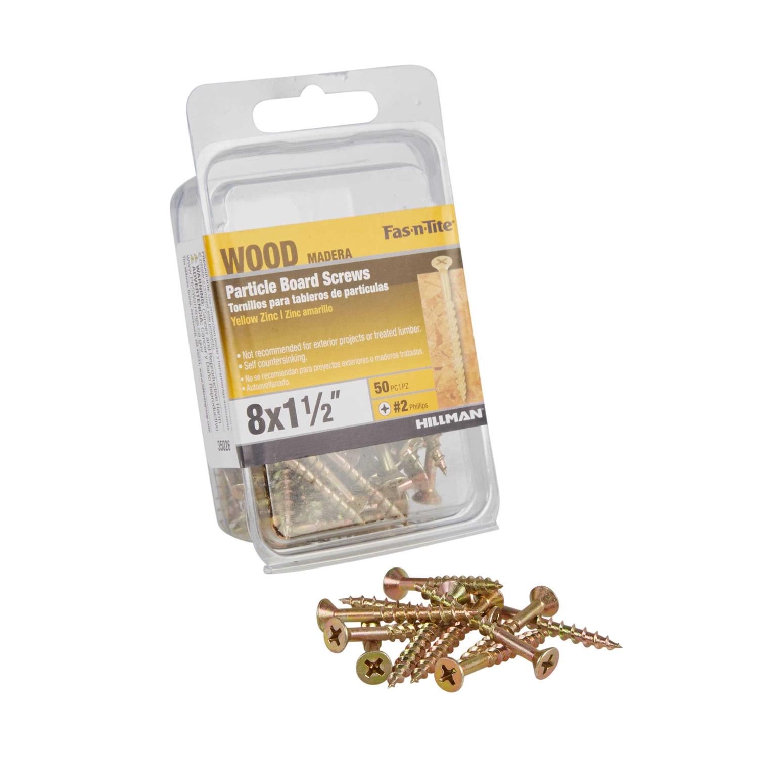 Hillman #8 x 1-1/2-in Yellow Zinc Particle Board Screws Interior Wood Screws - Image 3