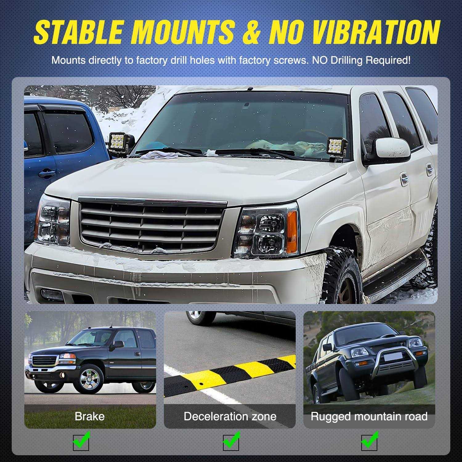 Nilight Ditch Light Brackets Hood Hinges Mount Bracket Kit for Auxiliary Offroad LED Pod Light Work Lights on 1999-2006 Chevrolet Silverado Tahoe - Image 2