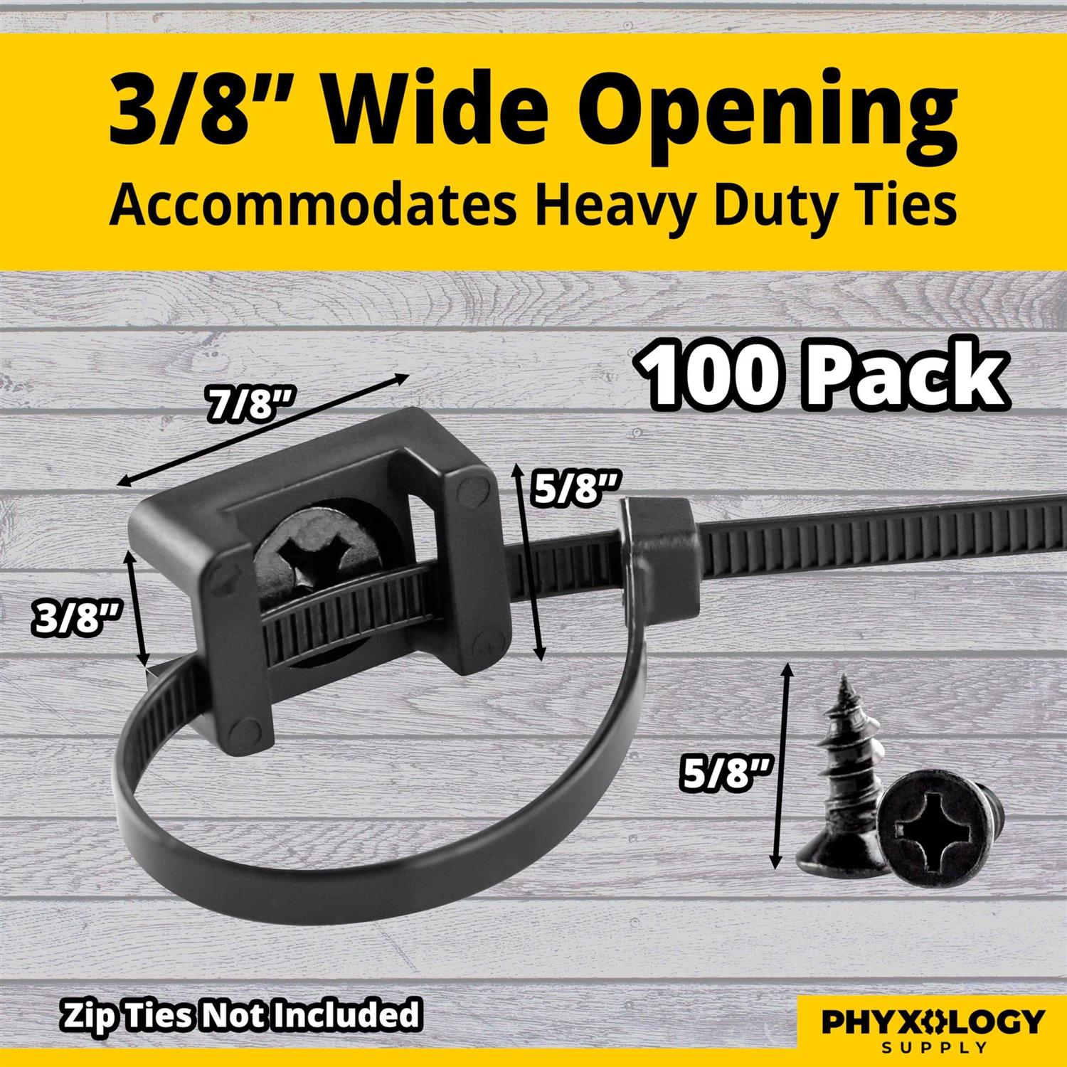 Phyxology Supply Pro-grade Slim 1x .6 Cable Tie Mounts With Screws 100 Pack. High Strength - Image 4