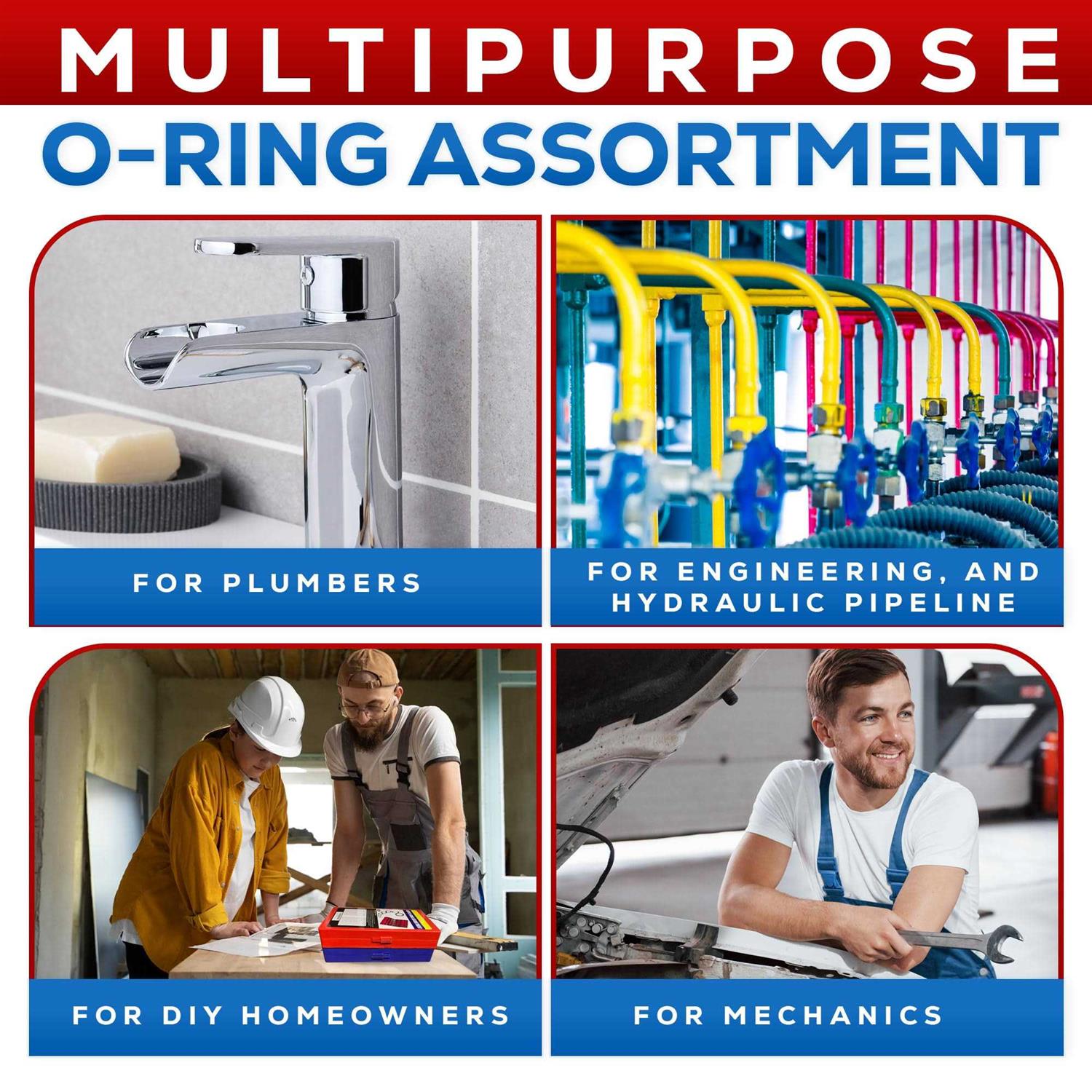 SAE Metric Rubber O-Ring Washer Assortment Kit Automotive Storage Case ORing Set - Image 5