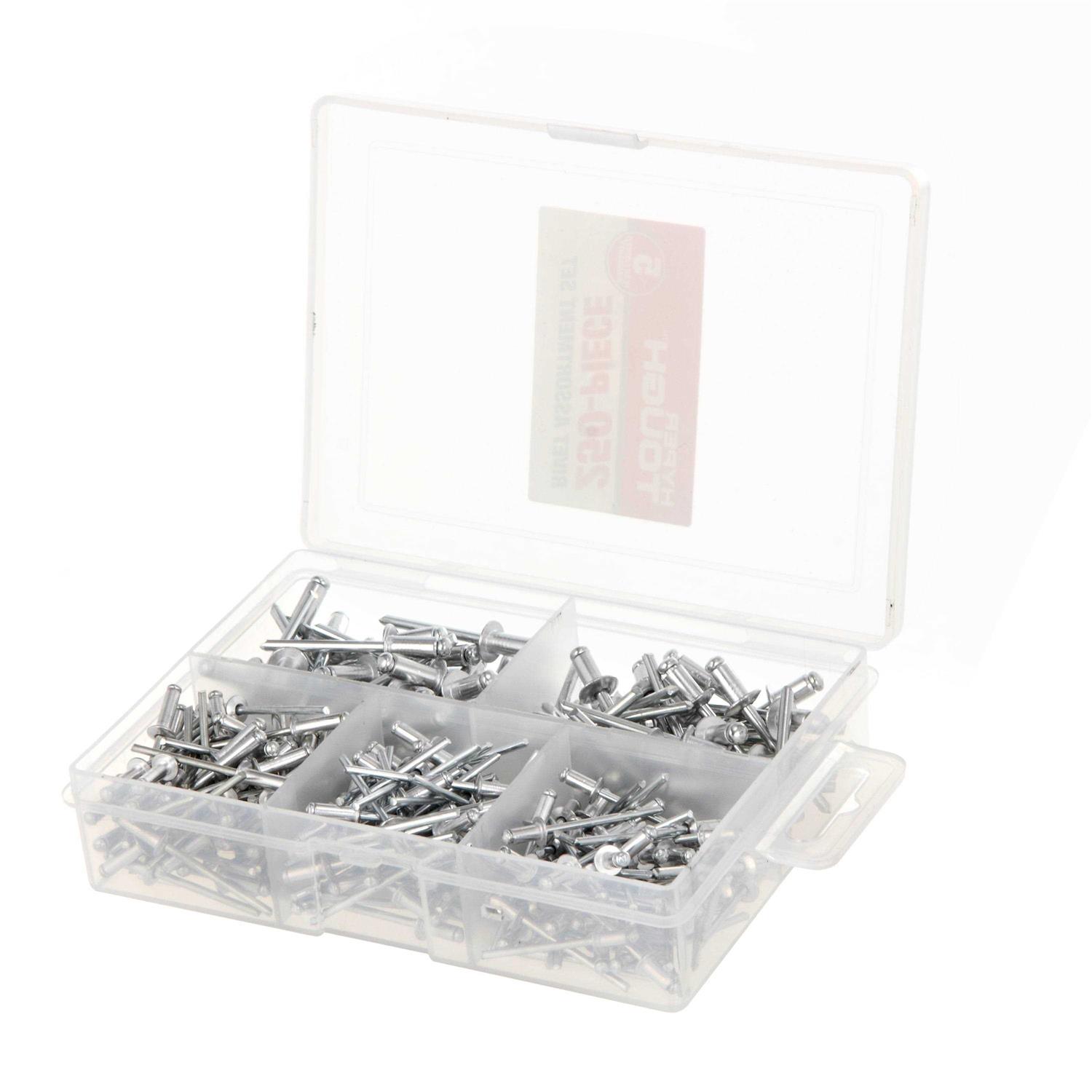 Hyper Tough TN75129A 250-Piece Assorted Rivets in Storage Case