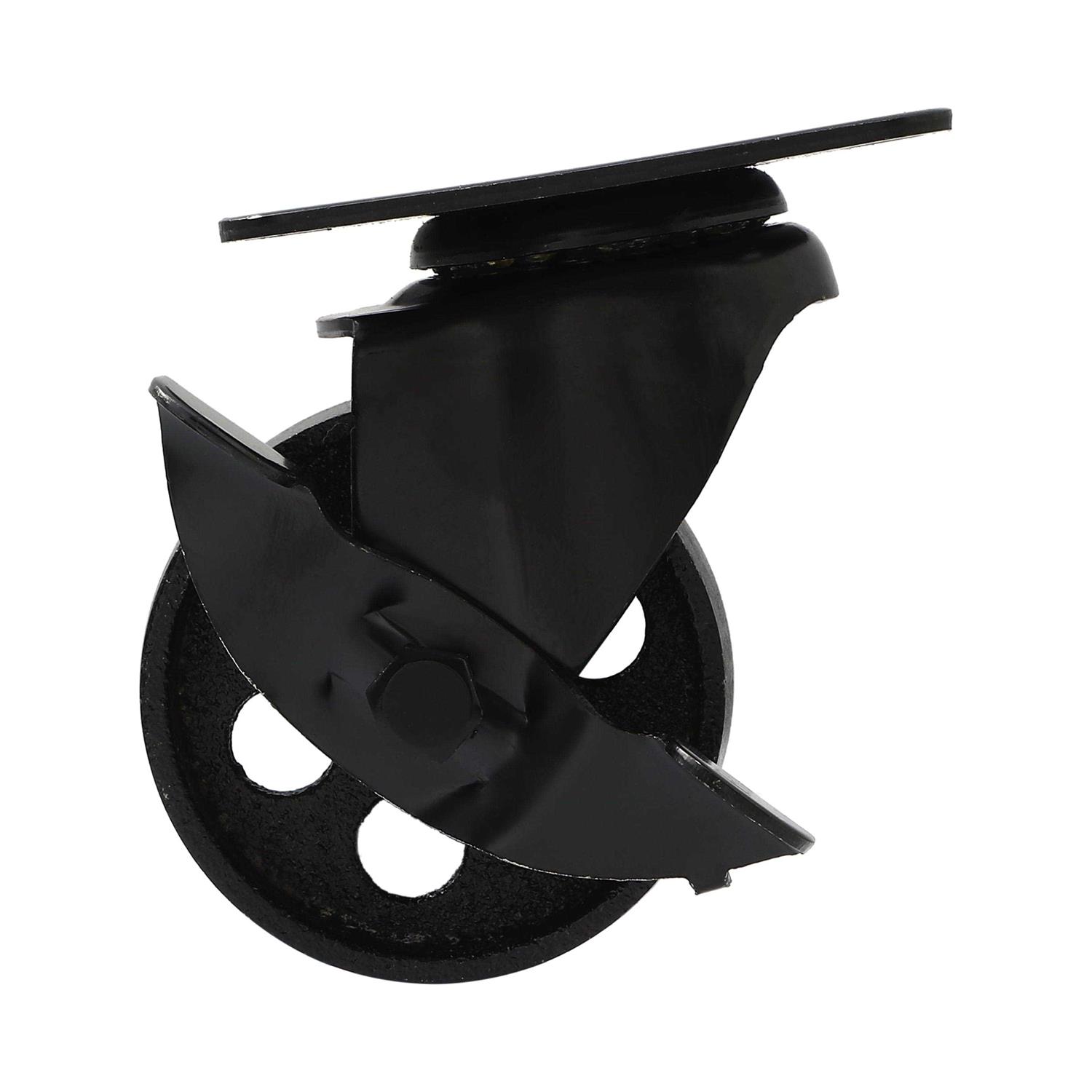 Factorduty 4 All Black Metal Swivel Plate Caster Wheels Heavy Duty High-Gauge Steel - Image 3