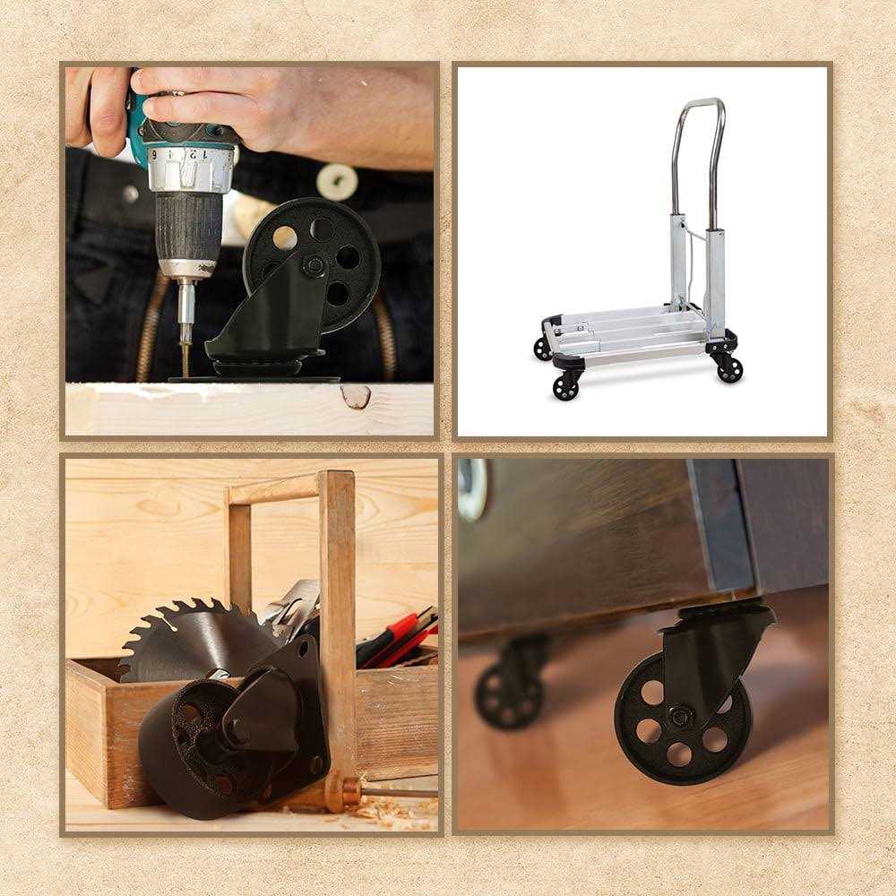 Factorduty 4 All Black Metal Swivel Plate Caster Wheels Heavy Duty High-Gauge Steel - Image 5