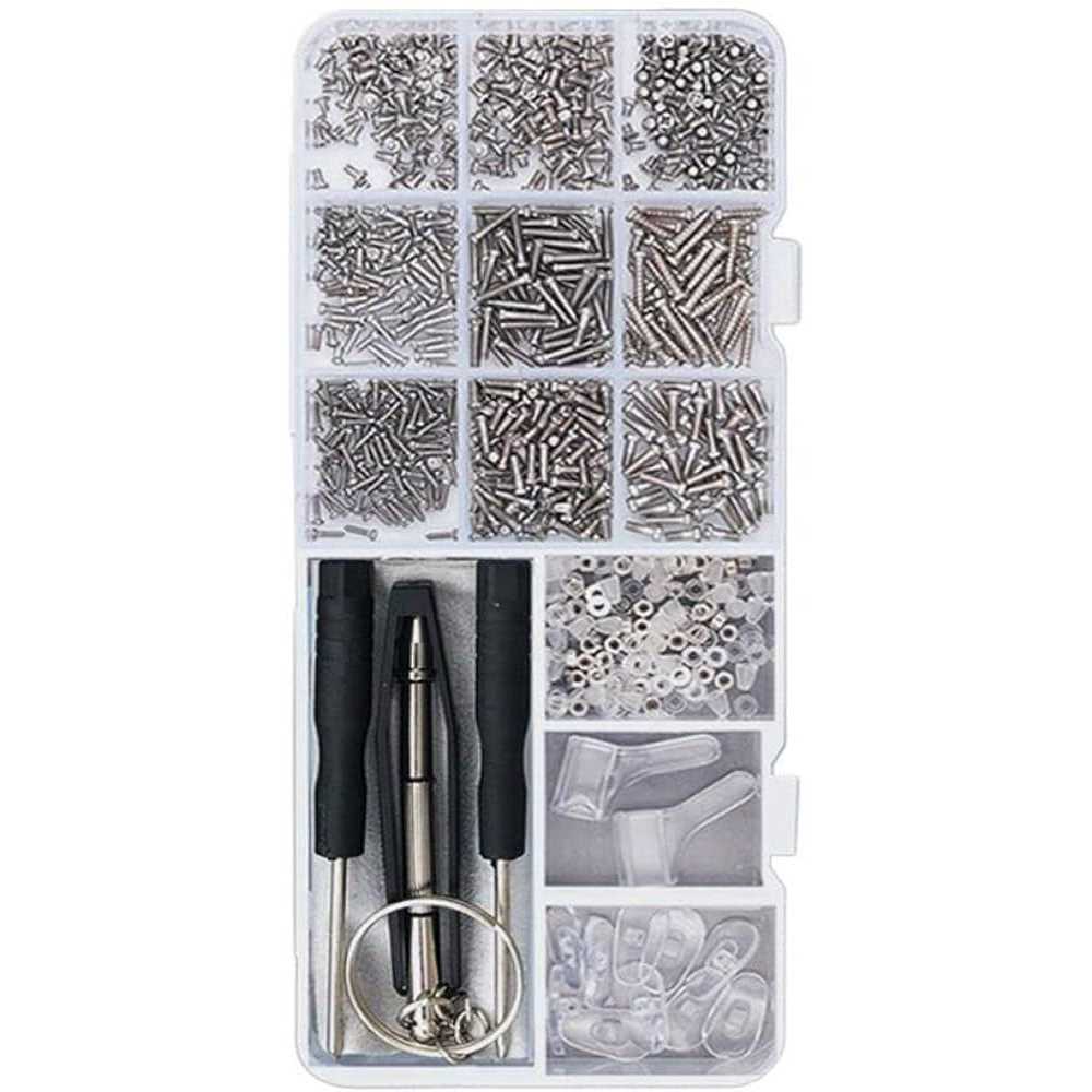 Glasses Screws Repair Kit,Eyeglass Sunglasses Screws Set Screw Nuts Nose Pads Complete Glasses Screws with Screwdriver Tweezer - Image 3