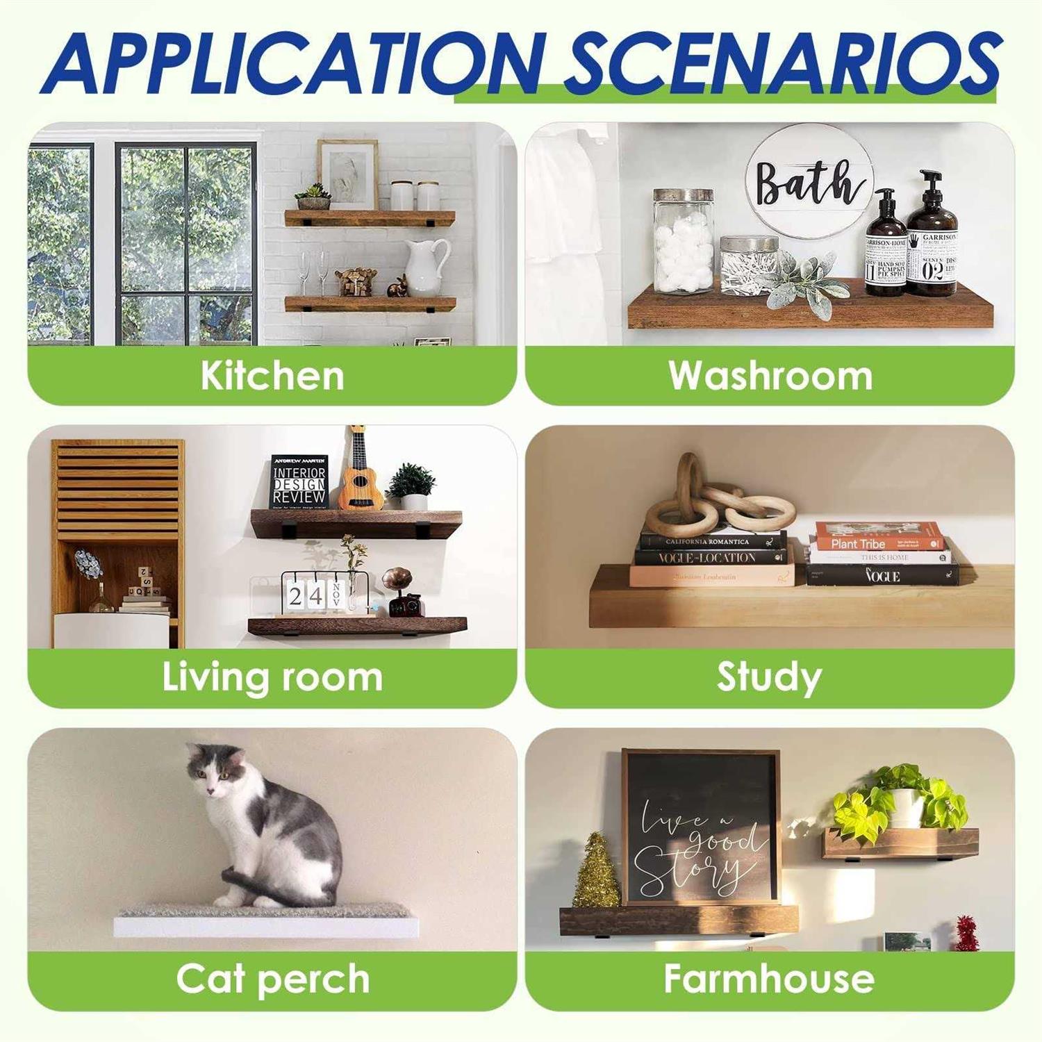 Wengus Floating Shelf Bracket Heavy Duty Hiddens for Wood Shelves Black Metal L Bracket Diy Kitchen Farmhouse with at MechanicSurplus.com 12 inch - Image 3