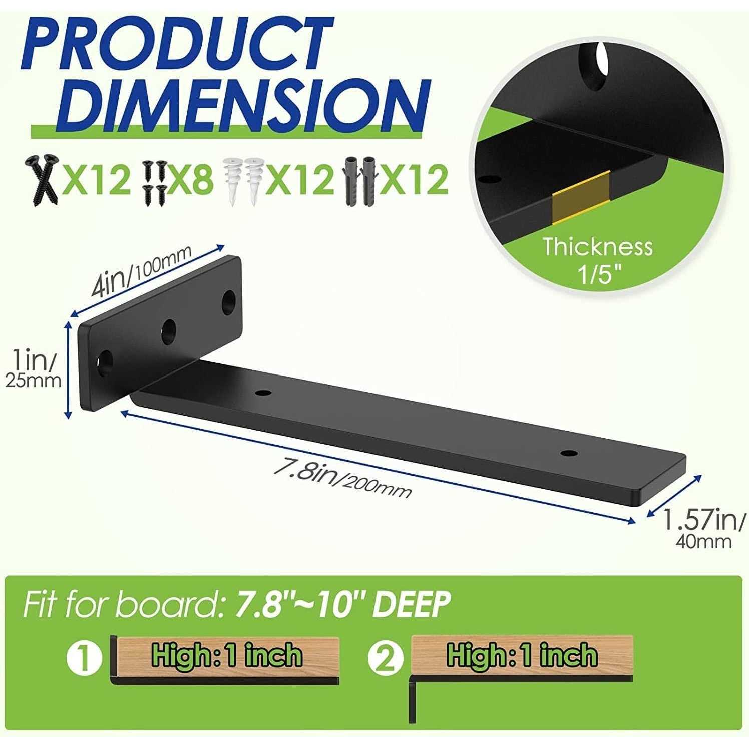 Wengus Floating Shelf Bracket Heavy Duty Hiddens for Wood Shelves Black Metal L Bracket Diy Kitchen Farmhouse with at MechanicSurplus.com 12 inch - Image 5