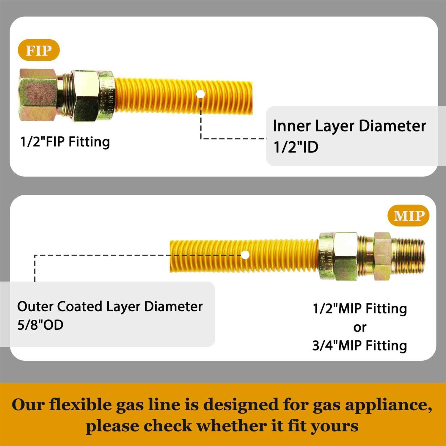 Hosile Flexible GAS Line Kit for Dryer Stove Range Stainless Steel GAS Dryer Connector Kit - Image 3