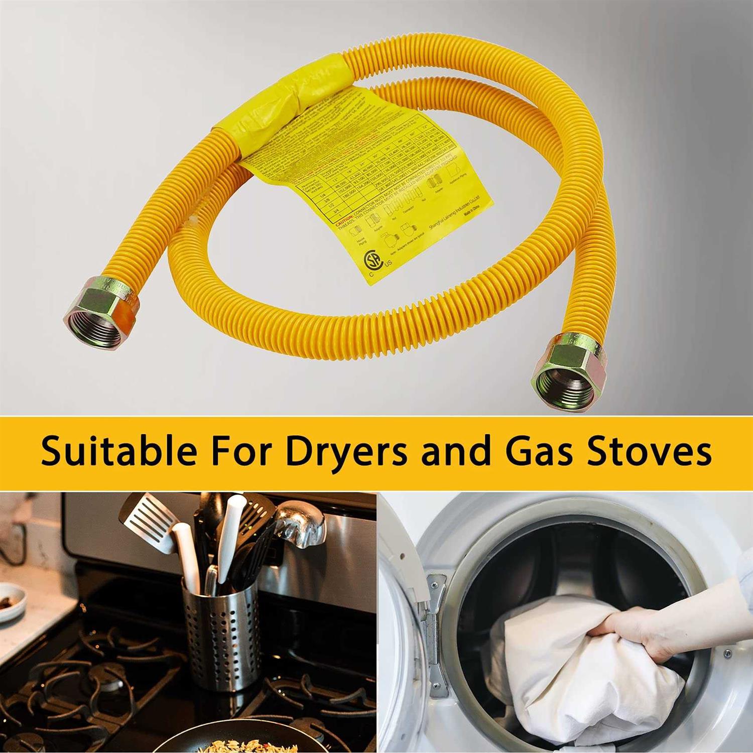 Hosile Flexible GAS Line Kit for Dryer Stove Range Stainless Steel GAS Dryer Connector Kit - Image 5