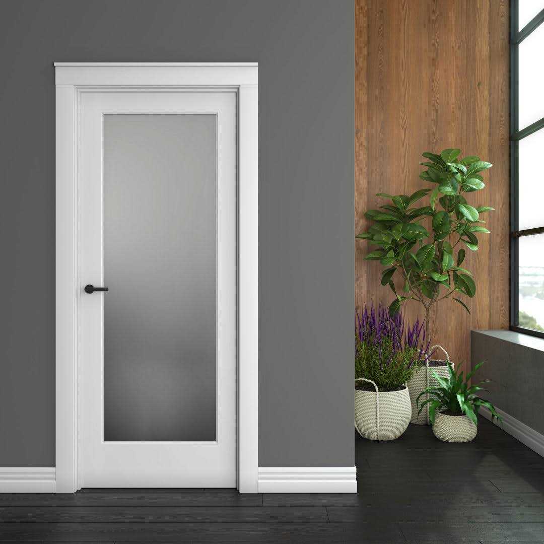 EightDoors 80 in. x 1-3/8 in. 1-Lite Solid Core Frosted Glass White Finished Wood French Interior Door Slab - Image 4