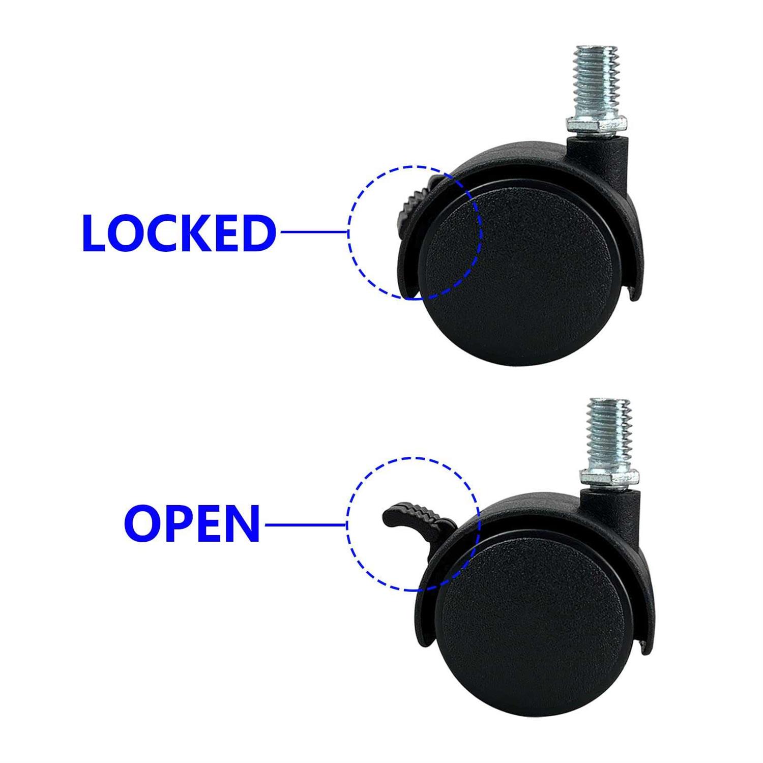 CRLGO 4 Pcs 1.5 Nylon Plastic Swivel Casters Wheel with Brakes - Image 3