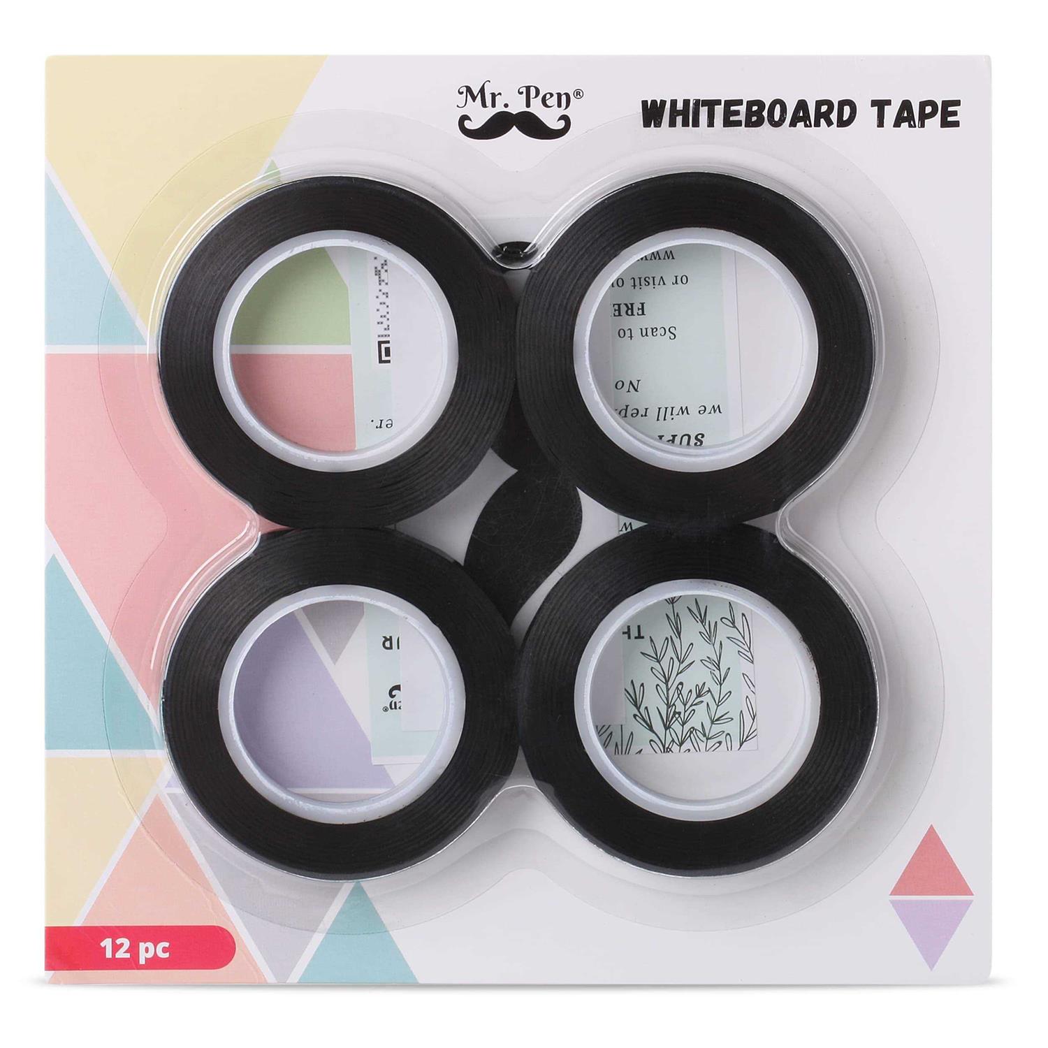 Mr Pen Whiteboard Tape 12 Pack Black Thin Tape for Dry Erase Board - Image 4