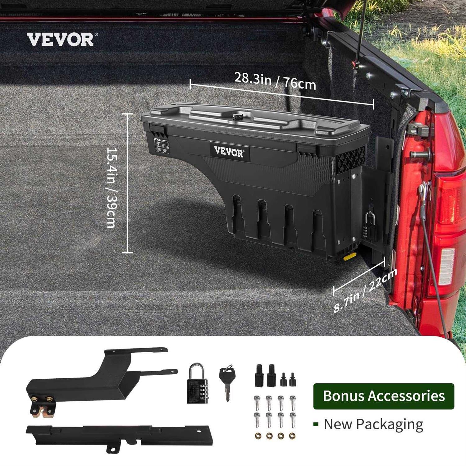 VEVOR Truck Bed Storage Box Fits 2015-2020 Ford F150 Driver Side - Image 5