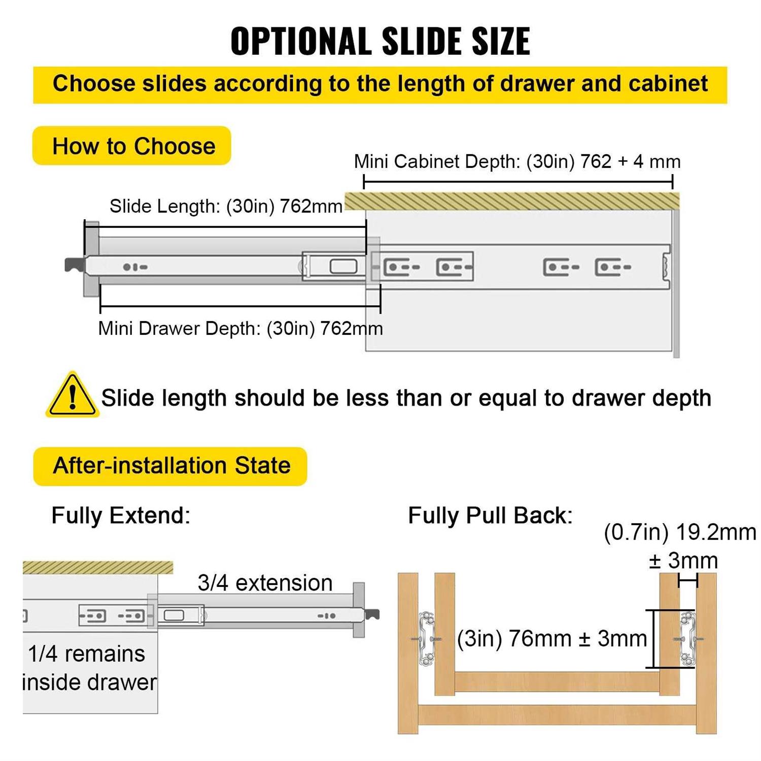 VEVOR Drawer Slides with Lock 1 Pair Heavy-Duty Industrial Steel up to 500 lbs Capacity - Image 3