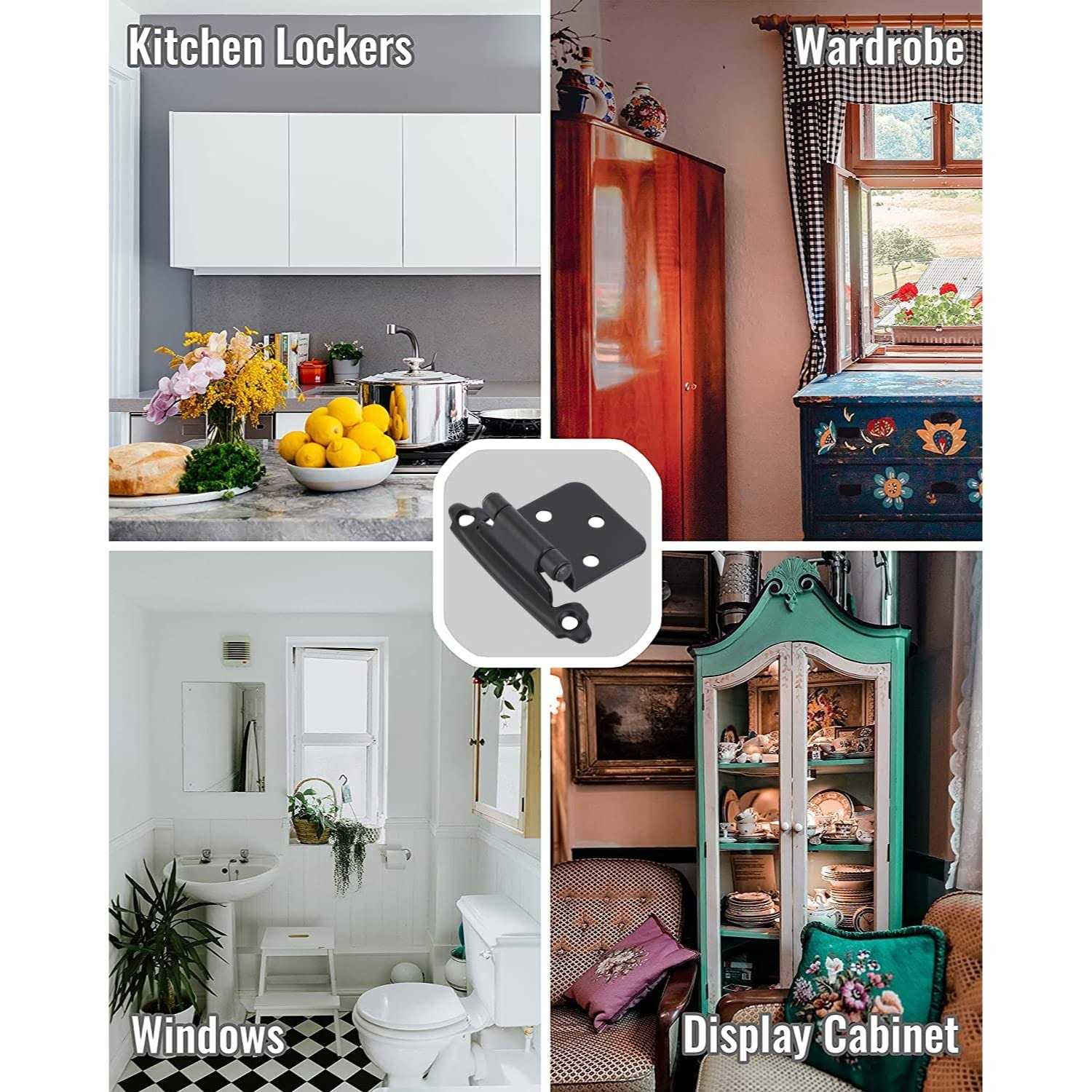 Taokyid 20 Pack Cabinet Door Hinges Matte Black Self Closing Overlay Kitchen Hinges,Stainless Steel Screw Included - Image 3