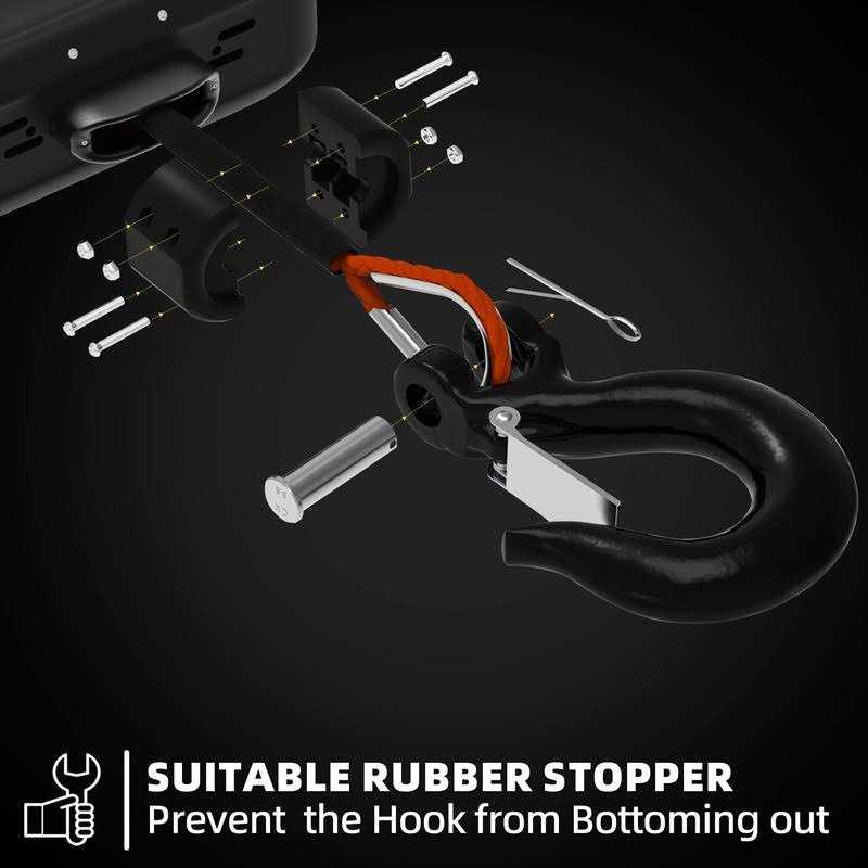 SAMOUT Synthetic Winch Rope Kit 50ft Cable + Forged 13500LBS Winch Hook + Rubber Stopper + Safety Pull Strap - Image 4