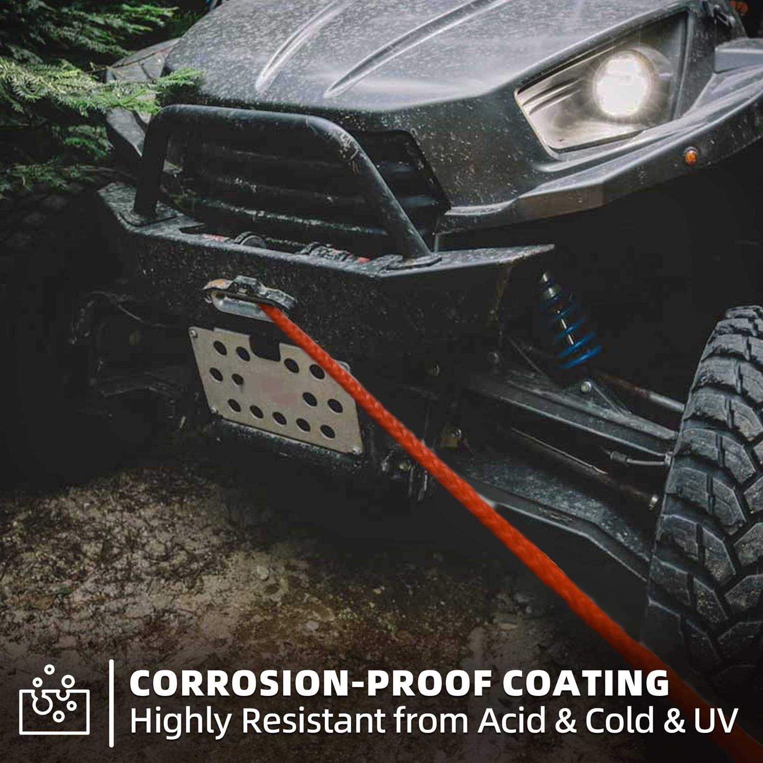 SAMOUT Synthetic Winch Rope Kit 50ft Cable + Forged 13500LBS Winch Hook + Rubber Stopper + Safety Pull Strap - Image 5