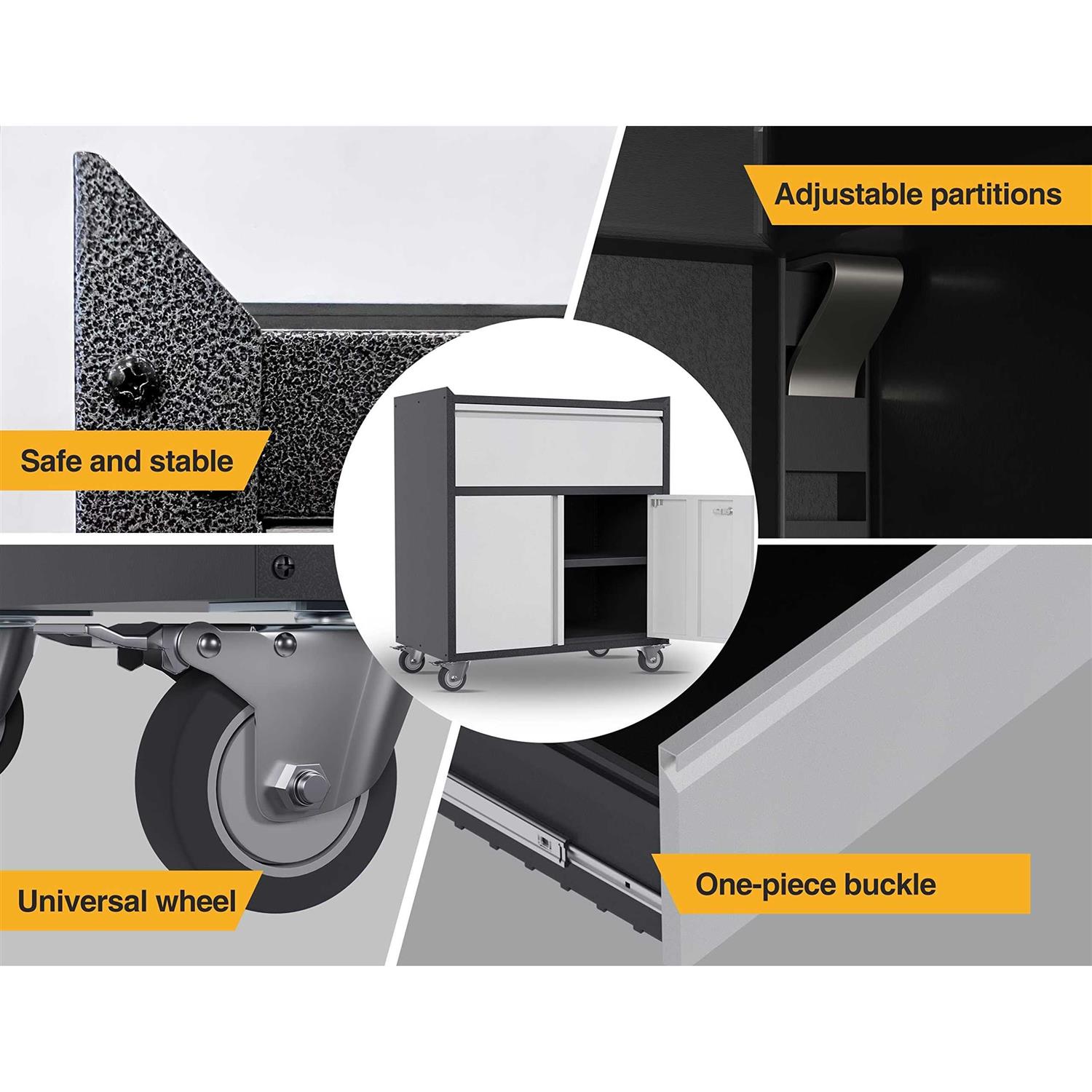 Reemoon Metal Garage Storage Cabinet with Wheels, Rolling Tool Chests & Cabinets with Locking Doors and Shelves - Image 5