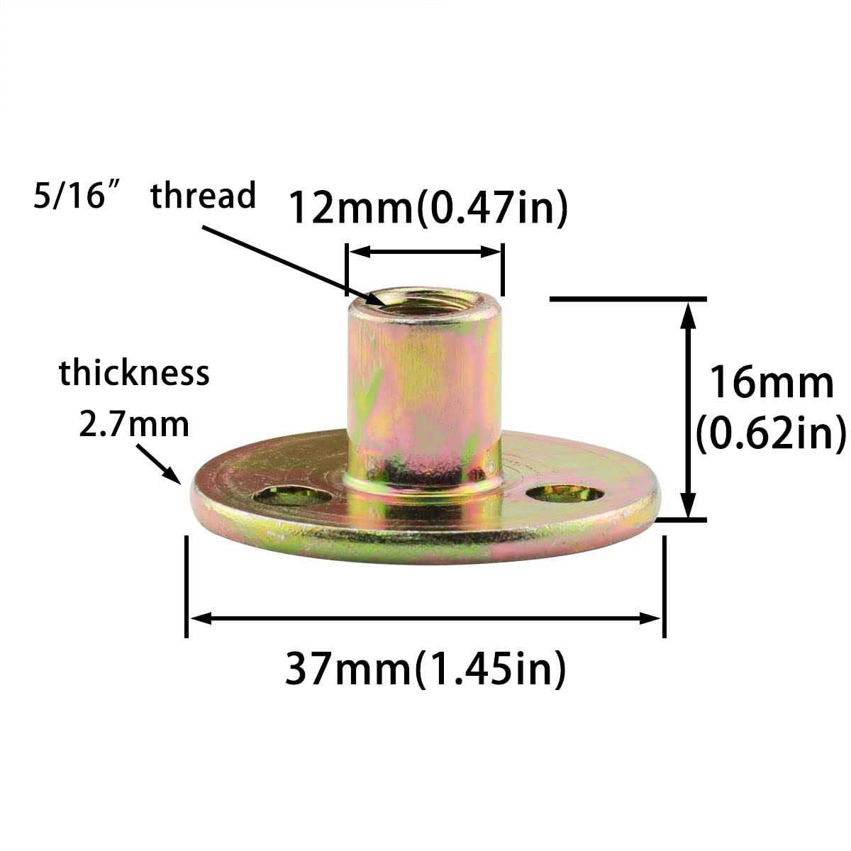 DGHAOP 4pcs Furniture Mounting Plate Three-Hole Cylindrical Iron Plate Nut for Furniture Legs - Image 3